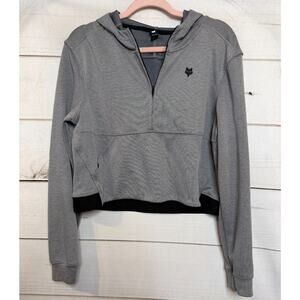 Fox Racing Cropped Gray Sweatshirt M Hoodie Comfy Fit Athleisure Wear
